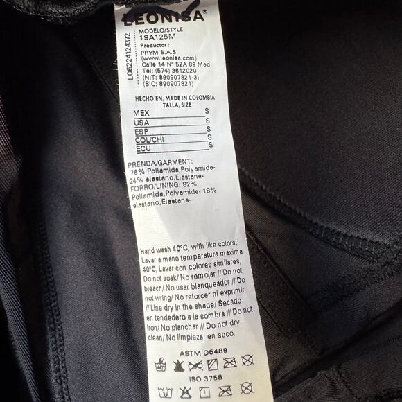 Leonisa Swimsuit One Piece Black Adjustable Strap Cutouts Slimming Shaping Small - Picture 7 of 8